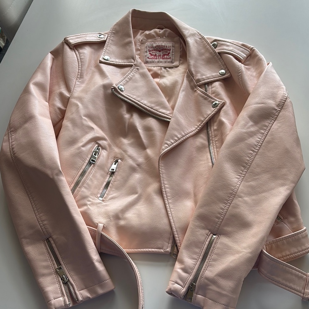 Levi’s Light Pink Faux Leather Biker Jacket